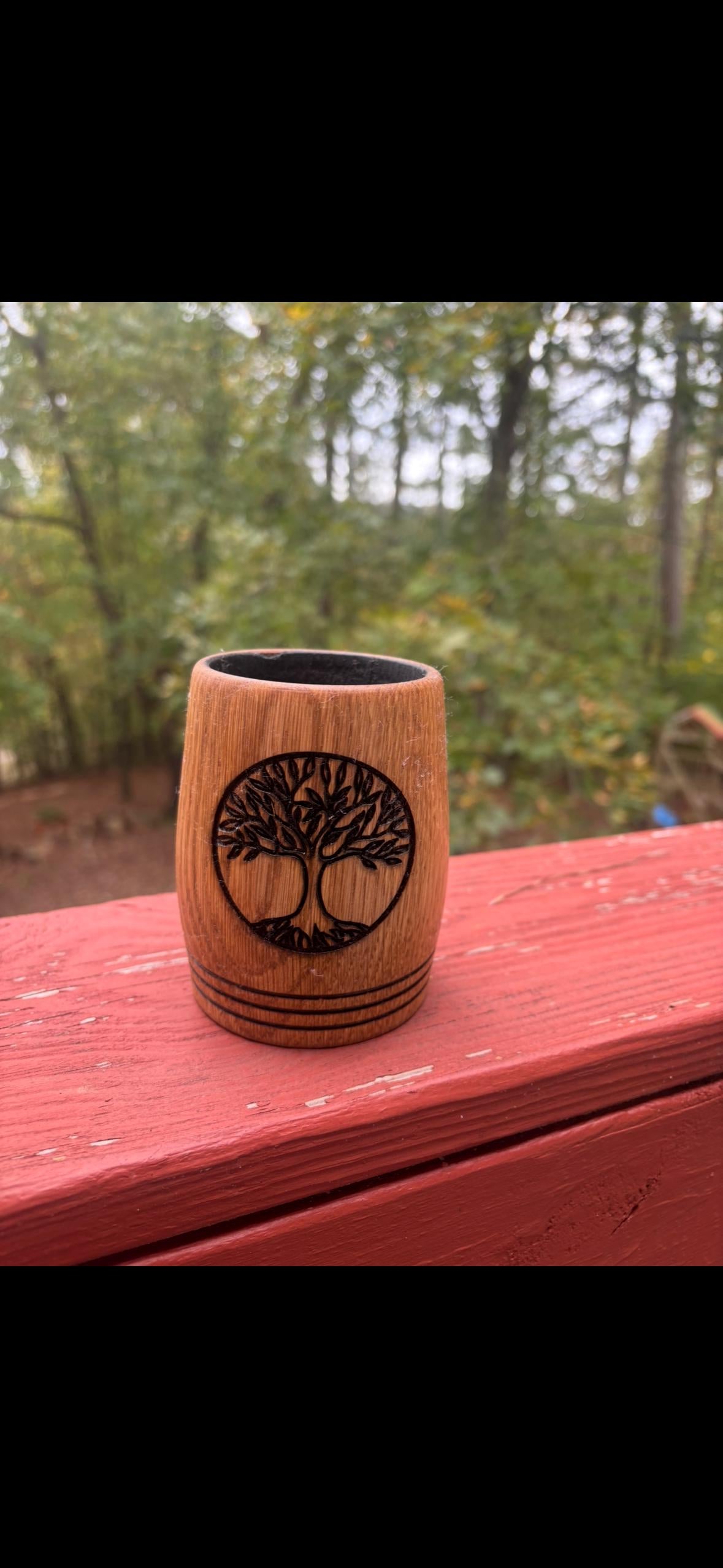 Customizable Handmade White Oak Whiskey Cup: Charred Interior