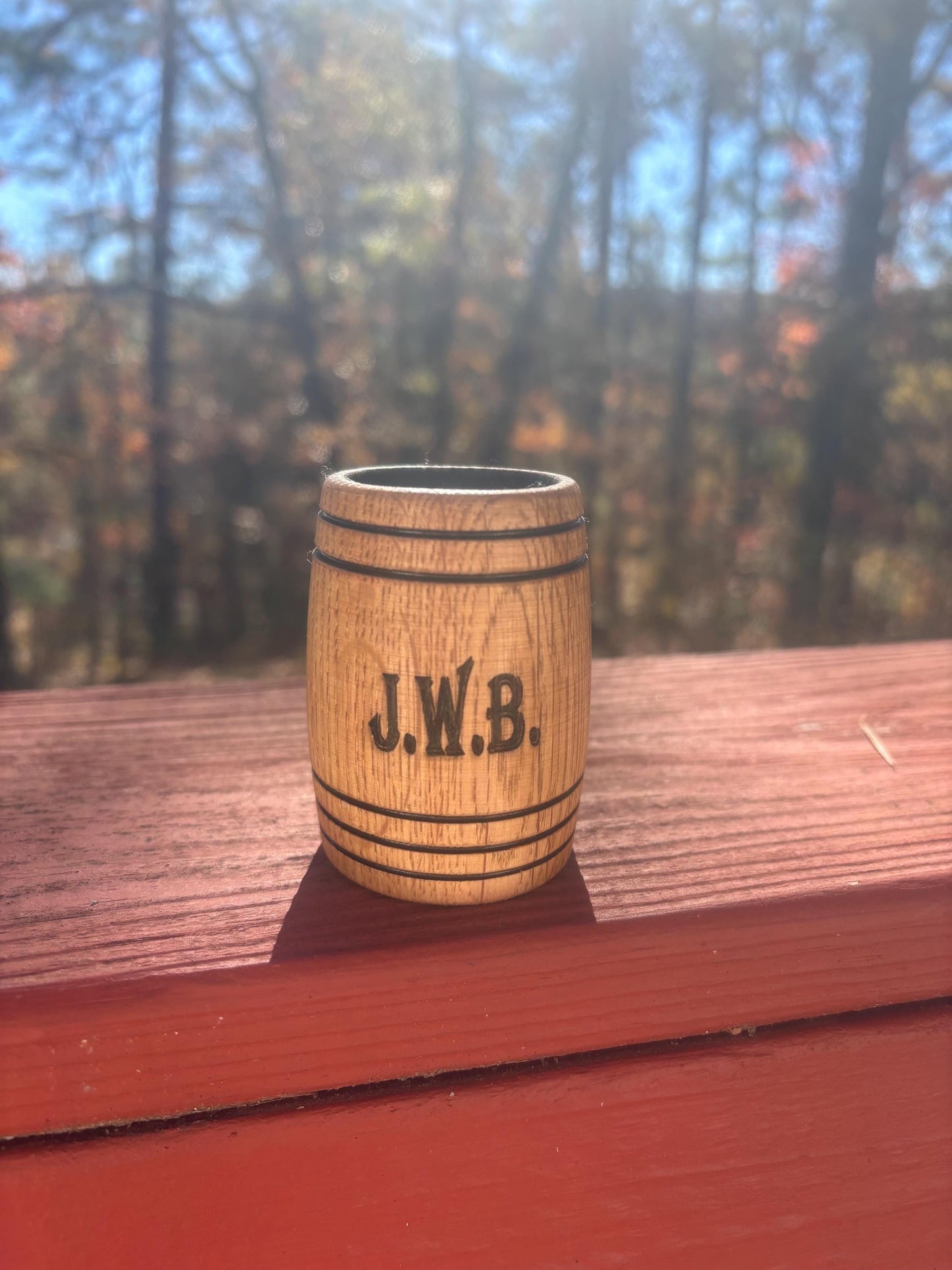 Brand New Item!! Handmade White Oak Charred Whiskey Shot Glasses.