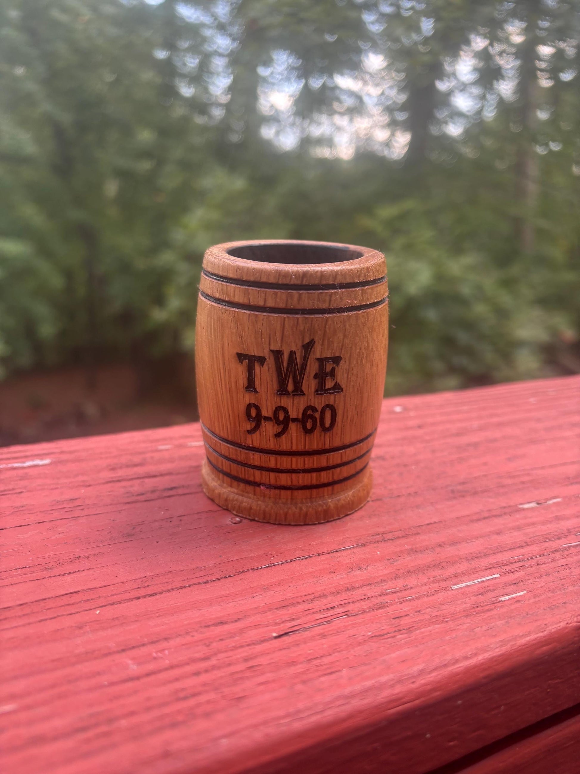 Brand New Item!! Handmade White Oak Charred Whiskey Shot Glasses.