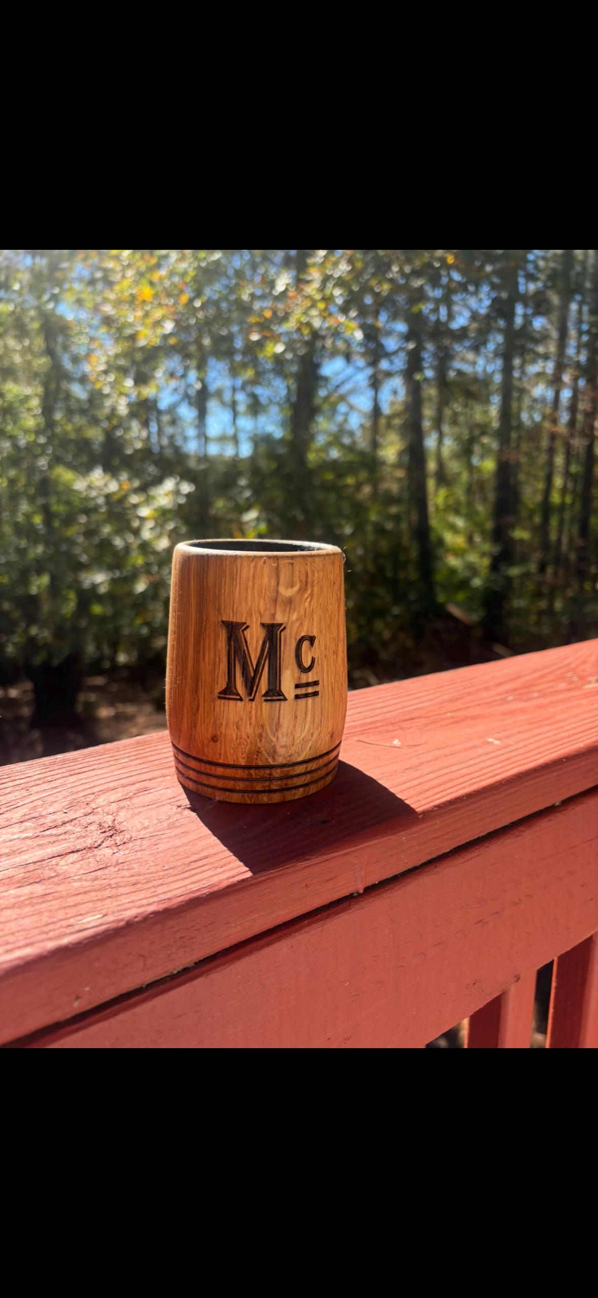 Customizable Handmade White Oak Whiskey Cup: Charred Interior