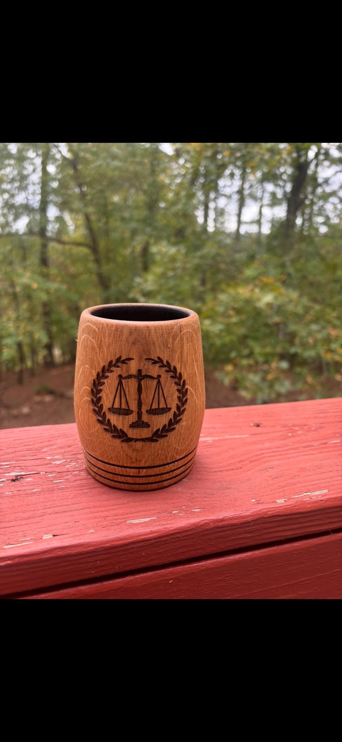 Customizable Handmade White Oak Whiskey Cup: Charred Interior