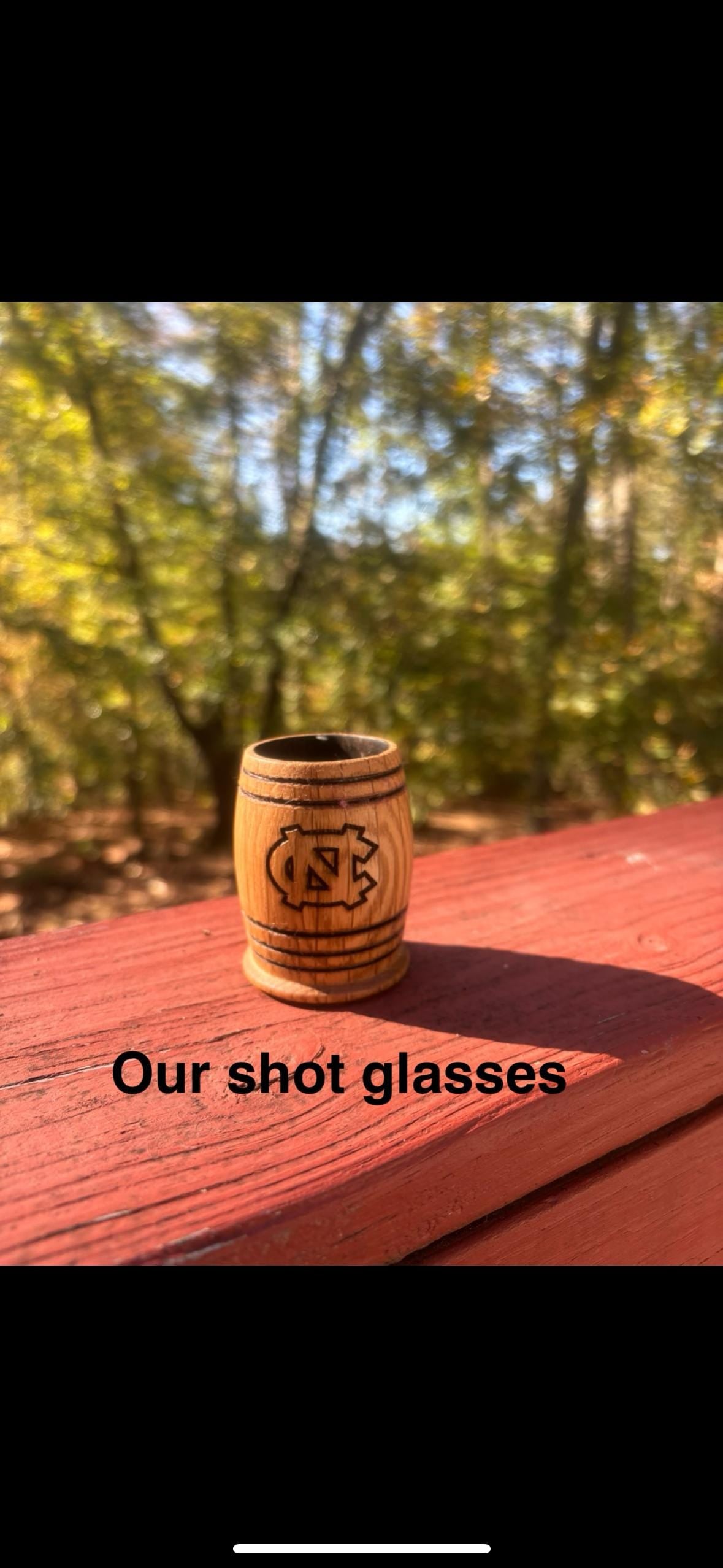Brand New Item!! Handmade White Oak Charred Whiskey Shot Glasses.