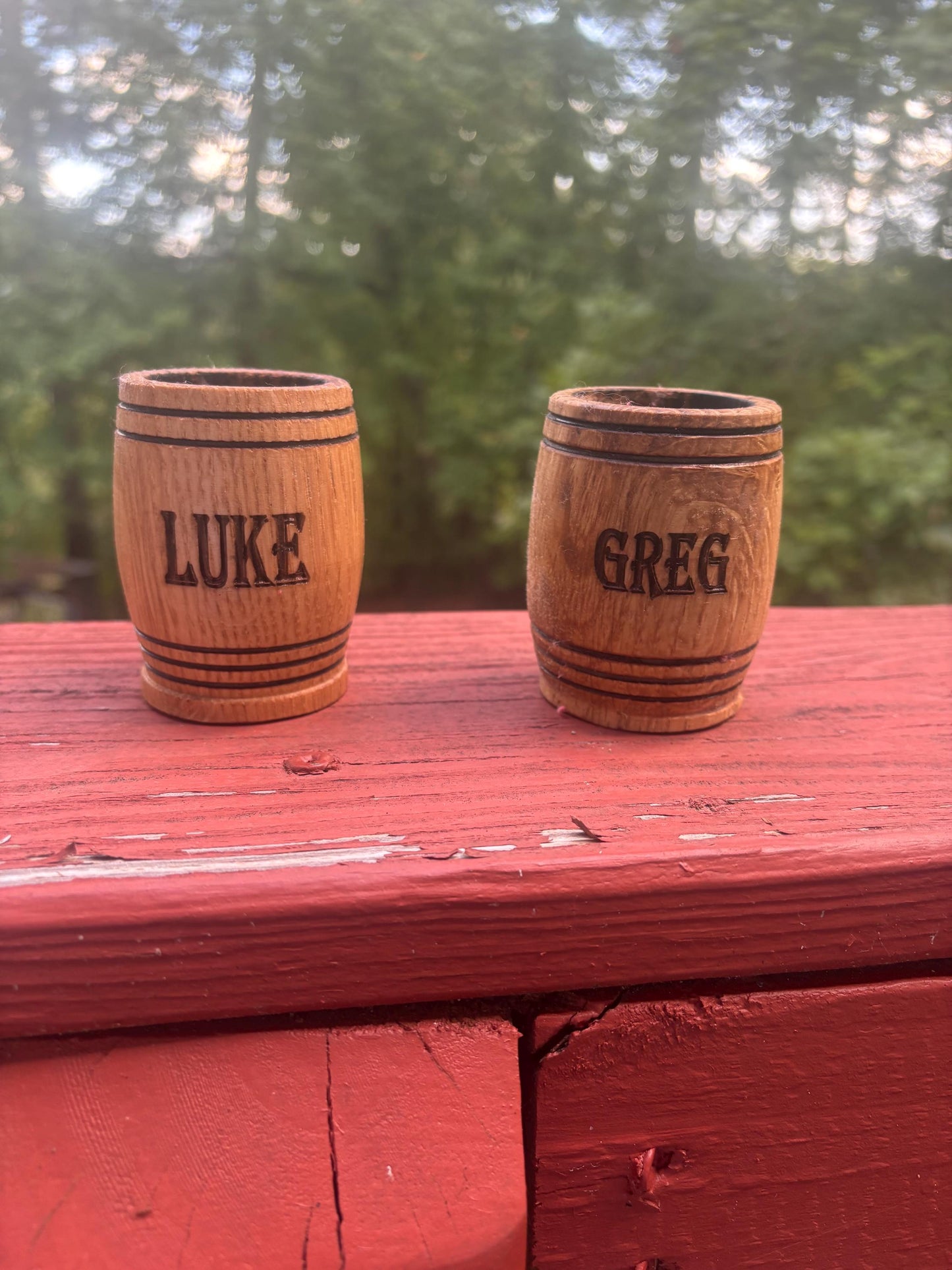 Brand New Item!! Handmade White Oak Charred Whiskey Shot Glasses.